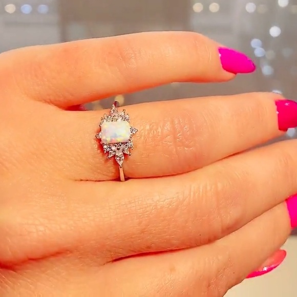 S925 Sterling Silver Fire Opal Ring. New. - Picture 7 of 13